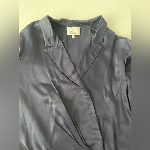3.1 Phillip Lim Long Sleeve Navy Blue Wrap Blouse Sz 0 - Picture 14 of 16